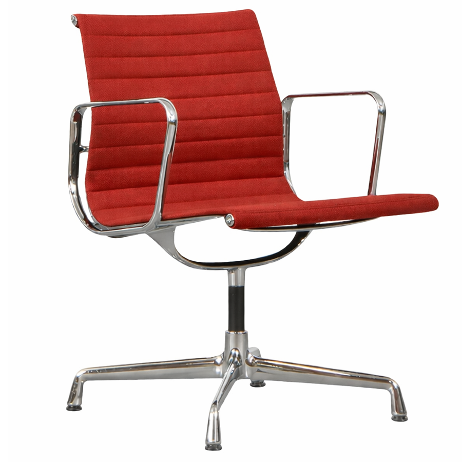 Vitra Eames Aluminium Chair EA 107 Red Hopsak Refurbished